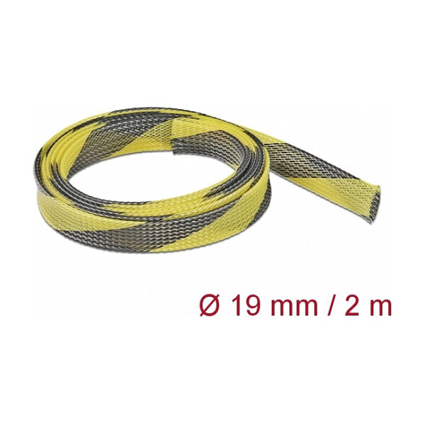 Geflechtschlauch dehnbar 2 m x 19 mm schwarz-gelb