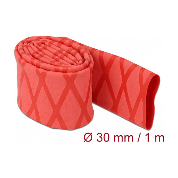 Schrumpfschlauch X-Muster rutschfest 1 m x 30 mm rot
