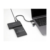 USB Type-C™ Konverter für 1 x M.2 NVMe SSD + 1 x SATA SSD / HDD mit Klon Funktion