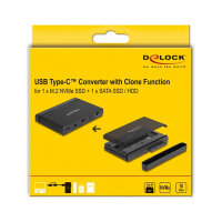 USB Type-C™ Konverter für 1 x M.2 NVMe SSD + 1 x SATA SSD / HDD mit Klon Funktion