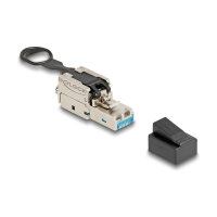 RJ45 Stecker feldkonfektionierbar Cat.6A mit Push und Pull Lasche werkzeugfrei