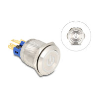 Drucktaster zum Einbau 22 mm 6 x Lötanschluss LED weiß Powersymbol + Ring