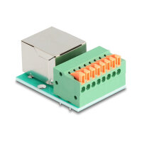 RJ45 Buchse zu Terminalblock mit Drucktaster Cat.5e
