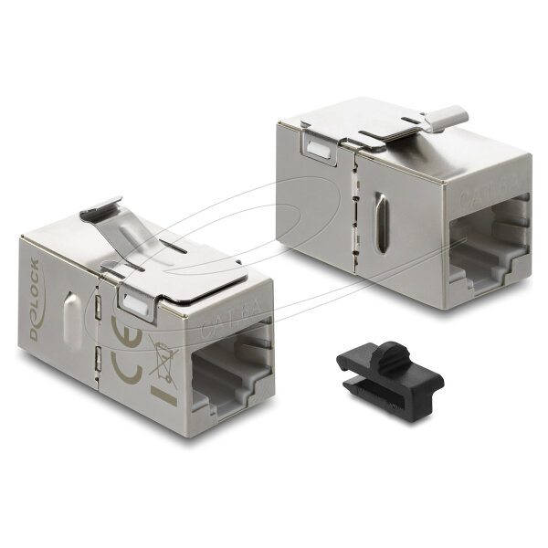 Keystone Modul Kupplung RJ45 Buchse zu RJ45 Buchse Cat.6A mit Metall Latch und Clip, geschirmt