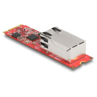 Konverter M.2 Key B+M Stecker zu 1 x RJ45 2,5 Gigabit LAN Port horizontal