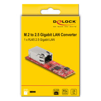 Konverter M.2 Key B+M Stecker zu 1 x RJ45 2,5 Gigabit LAN Port horizontal