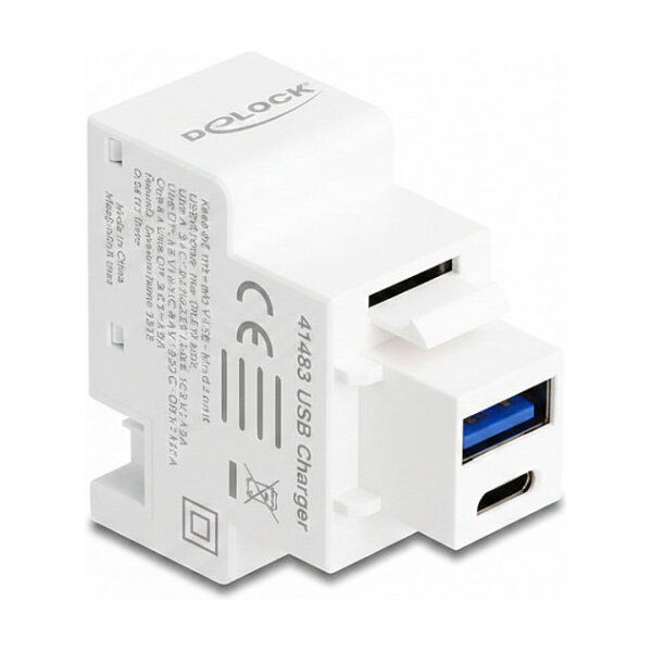 Keystone Modul mit USB Typ-A und USB Type-C™ Ladebuchse PD 20 W weiß
