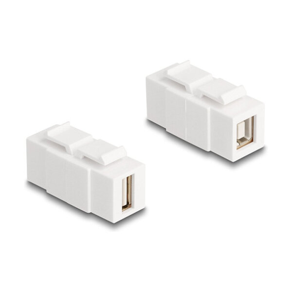 Keystone Modul USB 2.0 Typ-A Buchse zu USB 2.0 Typ-B Buchse beidseitig einbaubar weiß