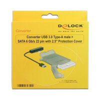 Konverter USB 5 Gbps Typ-A Stecker > 22 Pin SATA 6 Gb/s mit 2.5? Schutzhülle