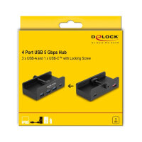 Externer USB 5 Gbps 4 Port Hub 3 x USB Typ-A und 1 x USB Type-C™ mit Feststellschraube