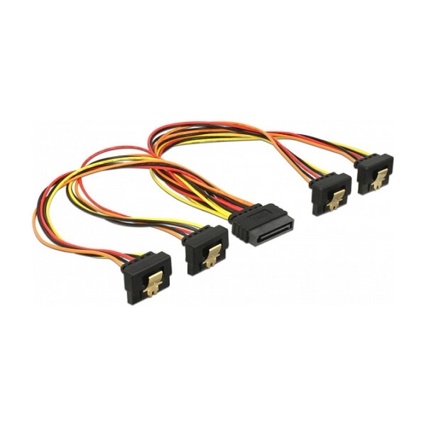 Kabel SATA 15 Pin Strom Stecker mit Einrastfunktion > SATA 15 Pin Strom Buchse 4 x unten 30 cm