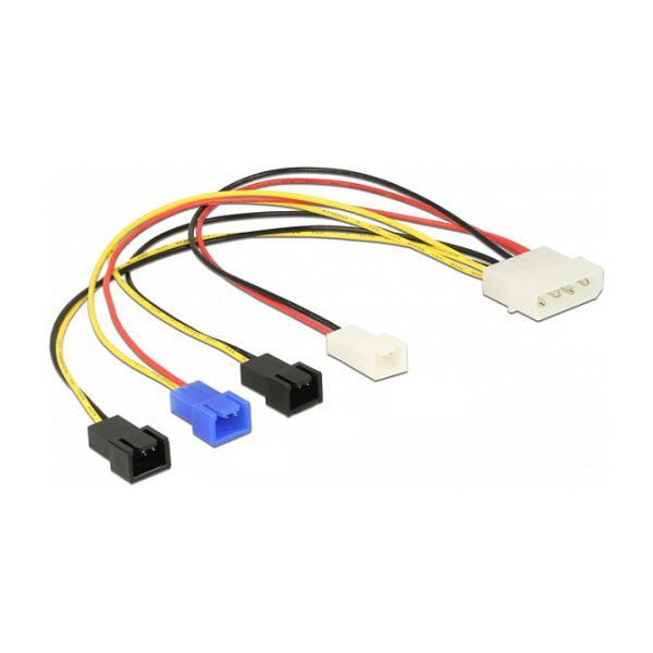Kabel Stromversorgung Molex 4 Pin Stecker > 4 x 2 Pin Lüfter (12 V / 7 V / 5 V) 20 cm