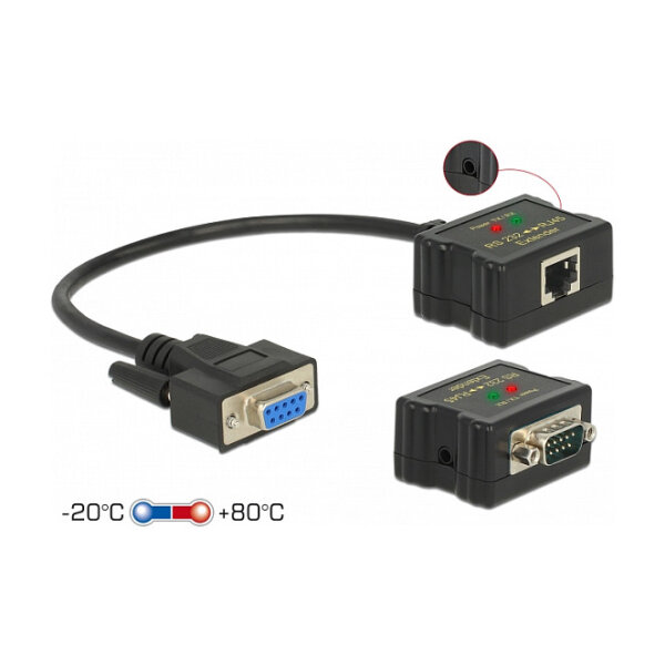 Extender RS-232 DB9 Buchse RJ45 Buchse zu RS-232 DB9 Stecker RJ45 Buchse ESD Schutz 1200 m Reichweite erweiterter Temperaturbereich