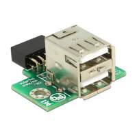 USB Pfostenbuchse > 2 x USB 2.0 Typ-A Buchse - oben