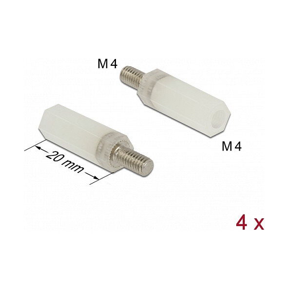 Abstandshalter M4 x M4, Sechskant, Innen / Außen, 20 mm natur 4 Stück