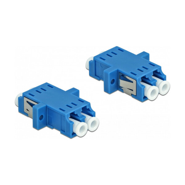LWL Kupplung LC Duplex Buchse zu LC Duplex Buchse Singlemode 2 Stück blau