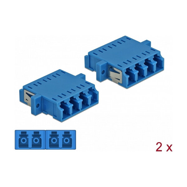 LWL Kupplung LC Quad Buchse zu LC Quad Buchse Singlemode 2 Stück blau
