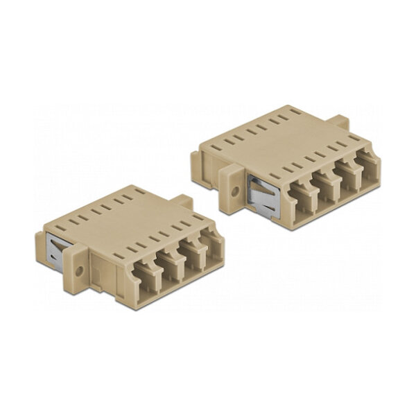 LWL Kupplung LC Quad Buchse zu LC Quad Buchse Multimode 2 Stück beige