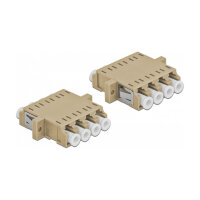 LWL Kupplung LC Quad Buchse zu LC Quad Buchse Multimode 2 Stück beige