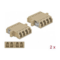 LWL Kupplung LC Quad Buchse zu LC Quad Buchse Multimode 2 Stück beige