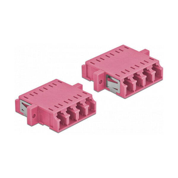 LWL Kupplung LC Quad Buchse zu LC Quad Buchse Multimode 2 Stück violett