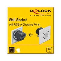 Einbausteckdose mit 2 x USB Typ-A Ladeport 2,8 A