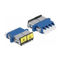LWL Kupplung mit Laserschutzklappe LC Quad Buchse zu LC Quad Buchse Singlemode blau