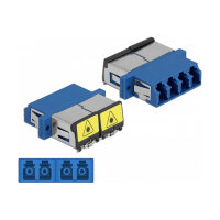 LWL Kupplung mit Laserschutzklappe LC Quad Buchse zu LC Quad Buchse Singlemode blau