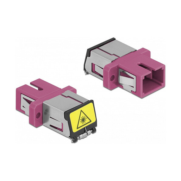 LWL Kupplung mit Laserschutzklappe SC Simplex Buchse zu SC Simplex Buchse Multimode violett