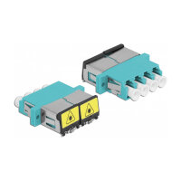 LWL Kupplung mit Laserschutzklappe LC Quad Buchse zu LC Quad Buchse Multimode aqua