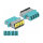LWL Kupplung mit Laserschutzklappe LC Quad Buchse zu LC Quad Buchse Multimode aqua