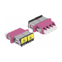 LWL Kupplung mit Laserschutzklappe LC Quad Buchse zu LC Quad Buchse Multimode violett