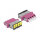 LWL Kupplung mit Laserschutzklappe LC Quad Buchse zu LC Quad Buchse Multimode violett