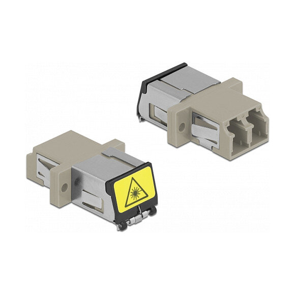LWL Kupplung mit Laserschutzklappe LC Duplex Buchse zu LC Duplex Buchse Multimode beige