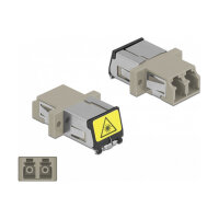 LWL Kupplung mit Laserschutzklappe LC Duplex Buchse zu LC Duplex Buchse Multimode beige
