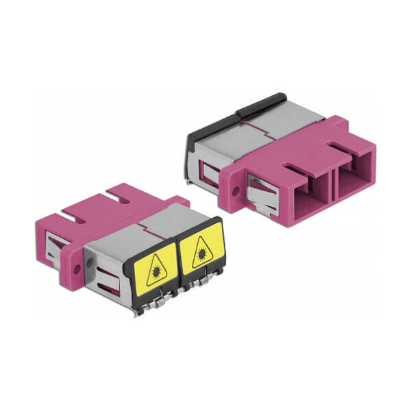 LWL Kupplung mit Laserschutzklappe SC Duplex Buchse zu SC Duplex Buchse Multimode violett