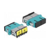 LWL Kupplung mit Laserschutzklappe SC Duplex Buchse zu SC Duplex Buchse Multimode aqua