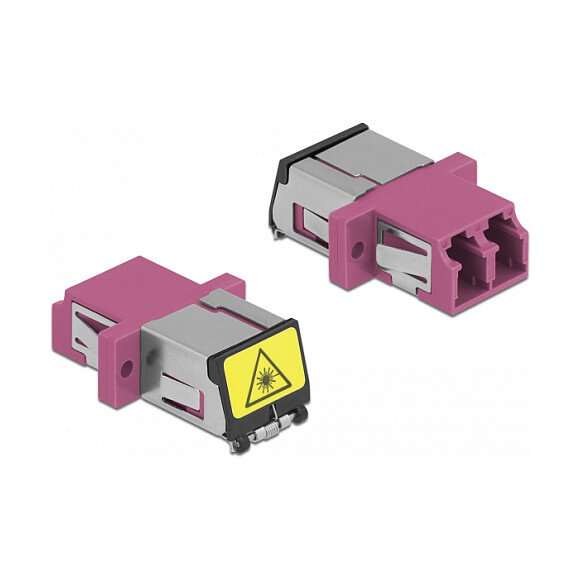 LWL Kupplung mit Laserschutzklappe LC Duplex Buchse zu LC Duplex Buchse Multimode violett
