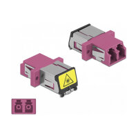 LWL Kupplung mit Laserschutzklappe LC Duplex Buchse zu LC Duplex Buchse Multimode violett