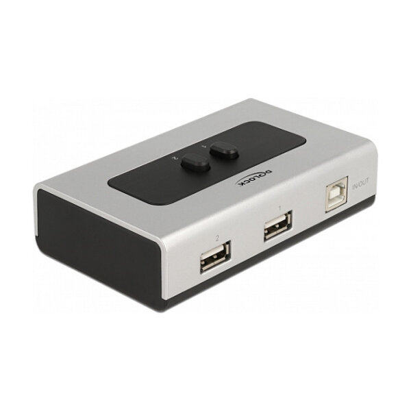 Umschalter USB 2.0 mit 1 x Typ-B Buchse zu 2 x Typ-A Buchse manuell bidirektional
