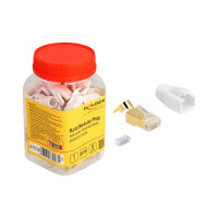 RJ45 Modularer Stecker mit Zugentlastung und Knickschutztülle für Cat.7 Rundkabel 25er Set