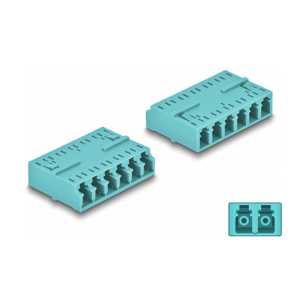 LWL Kupplung HD LC Hexaplex Buchse zu LC Hexaplex Buchse aqua