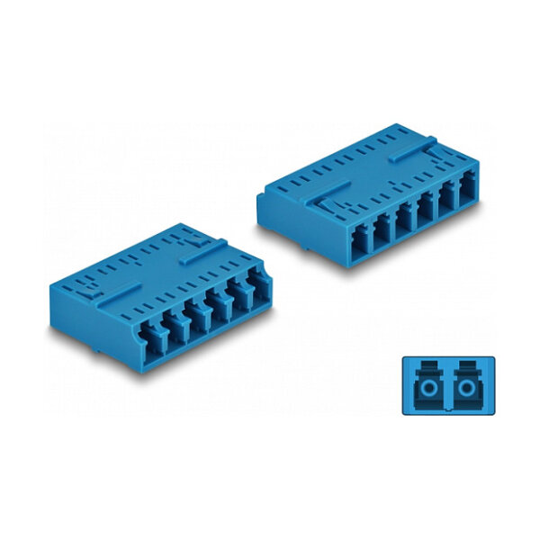 LWL Kupplung HD LC Hexaplex Buchse zu LC Hexaplex Buchse blau