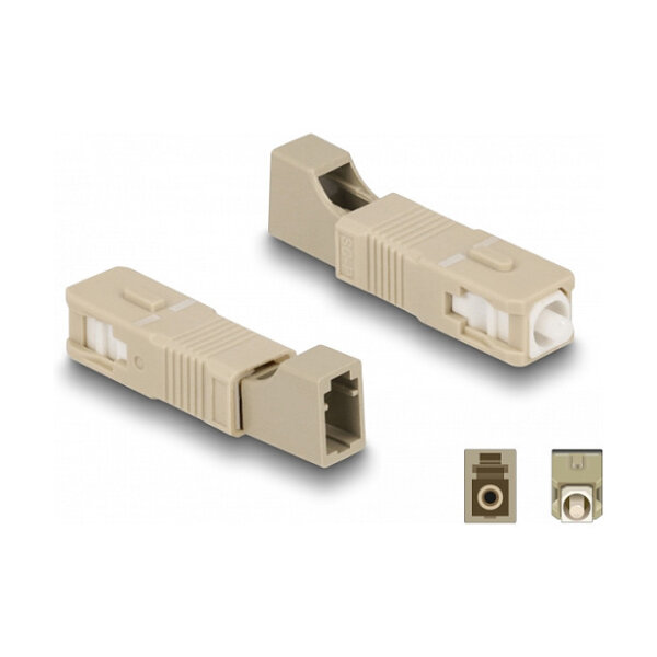 LWL Hybrid Kupplung SC Simplex Stecker zu LC Simplex Buchse beige