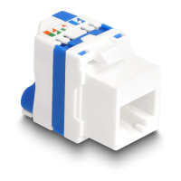 Keystone Modul RJ45 Buchse zu LSA Cat.6A werkzeugfrei mit blauen Drehverschluss
