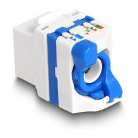 Keystone Modul RJ45 Buchse zu LSA Cat.6A werkzeugfrei mit blauen Drehverschluss