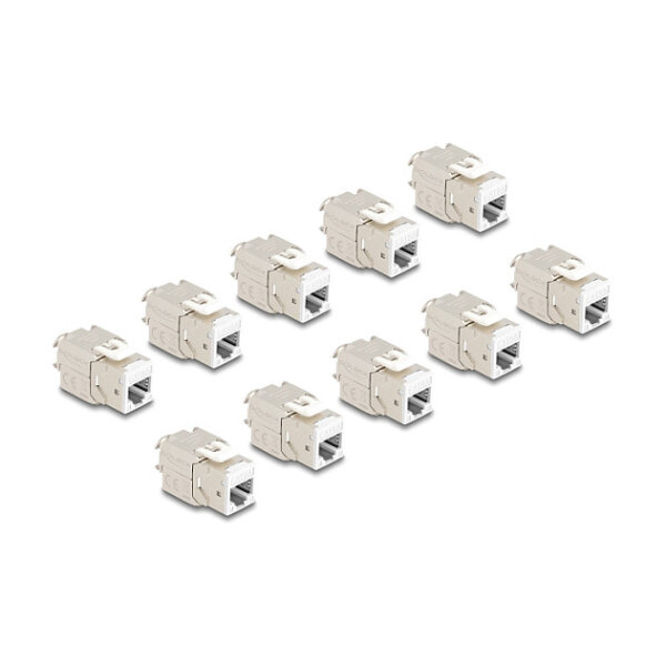 Keystone Modul RJ45 Buchse zu LSA Cat.6A werkzeugfrei weiß Set 10 Stück