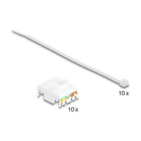 Keystone Modul RJ45 Buchse zu LSA Cat.6A werkzeugfrei weiß Set 10 Stück