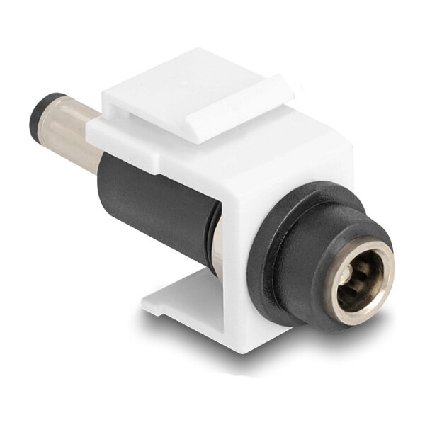 Keystone Modul DC 5,5 x 2,1 mm Buchse zu DC 5,5 x 2,5 mm Stecker weiß