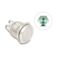 Drucktaster zum Einbau 19 mm 4 x Schraubklemme LED grün